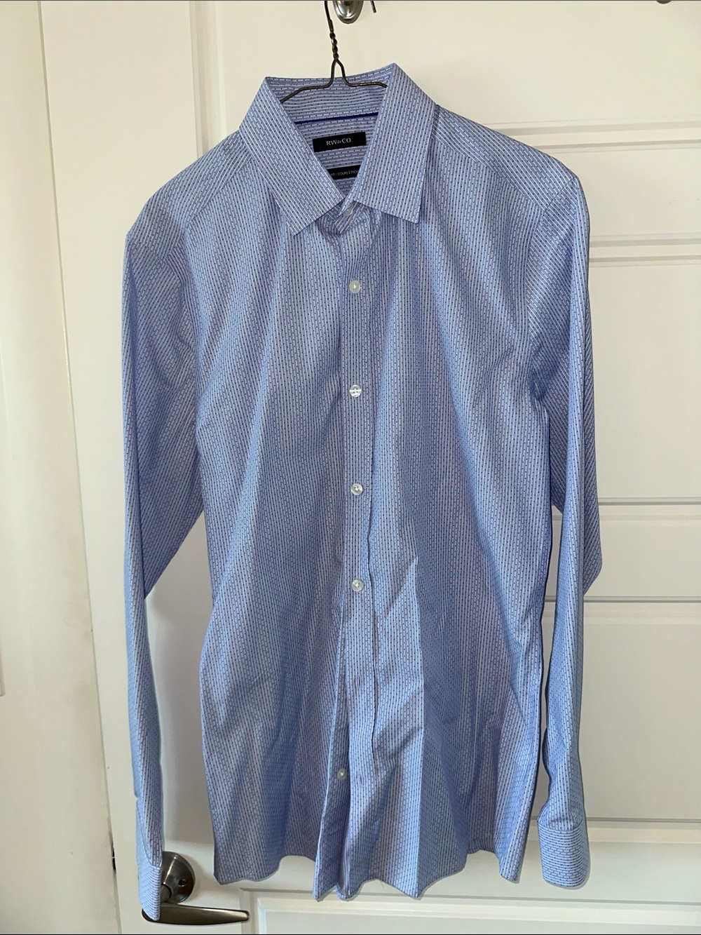 RW&CO. Blue Micro-Pattern Men's Dress Shirt